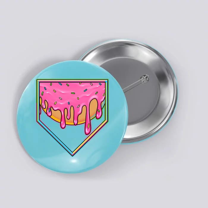 Dripping Pink Frosting Donut Baseball Diamond Home Plate Button