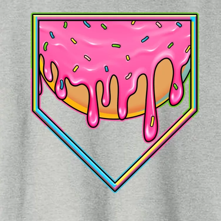 Dripping Pink Frosting Donut Baseball Diamond Home Plate Women's Crop Top Tee