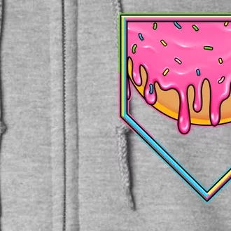 Dripping Pink Frosting Donut Baseball Diamond Home Plate Full Zip Hoodie