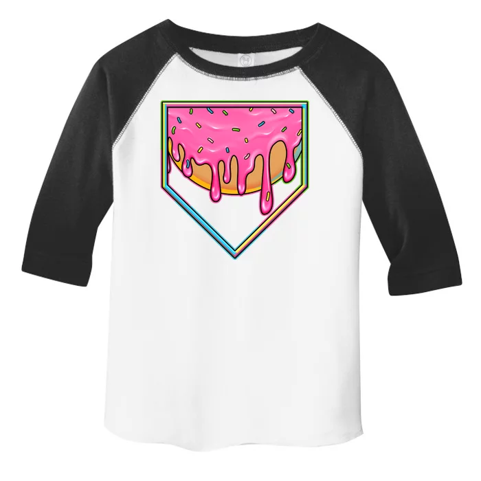 Dripping Pink Frosting Donut Baseball Diamond Home Plate Toddler Fine Jersey T-Shirt