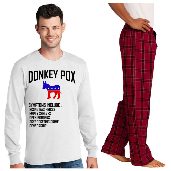 Donkey Pox Funny Symptoms Political Anti Biden Long Sleeve Pajama Set