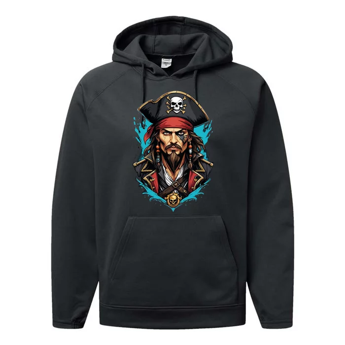 Detailed Pirate Face Performance Fleece Hoodie