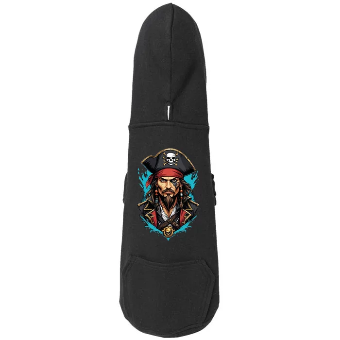 Detailed Pirate Face Doggie 3-End Fleece Hoodie