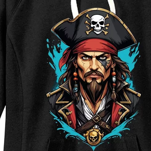 Detailed Pirate Face Women's Fleece Hoodie