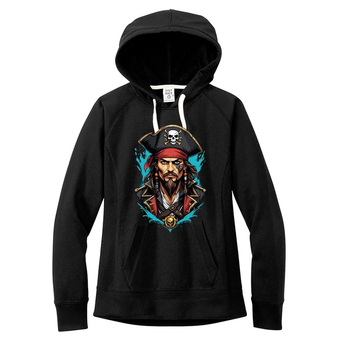 Detailed Pirate Face Women's Fleece Hoodie