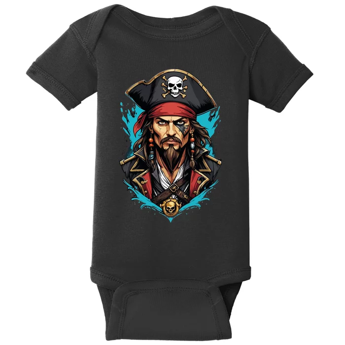 Detailed Pirate Face Baby Bodysuit