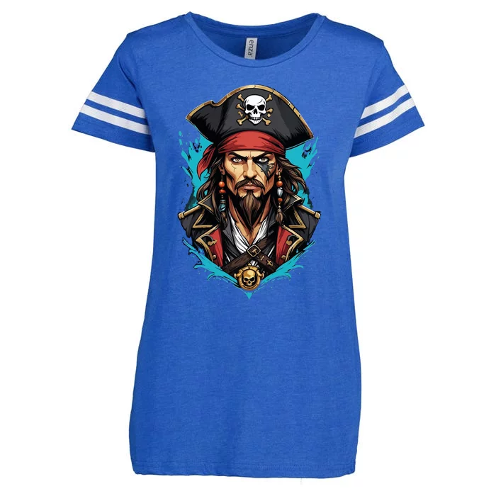 Detailed Pirate Face Enza Ladies Jersey Football T-Shirt