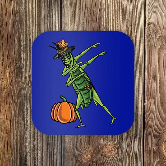 Dabbing Pilgrim Grasshopper Thanksgiving Gift Coaster