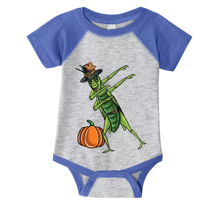 Dabbing Pilgrim Grasshopper Thanksgiving Gift Infant Baby Jersey Bodysuit