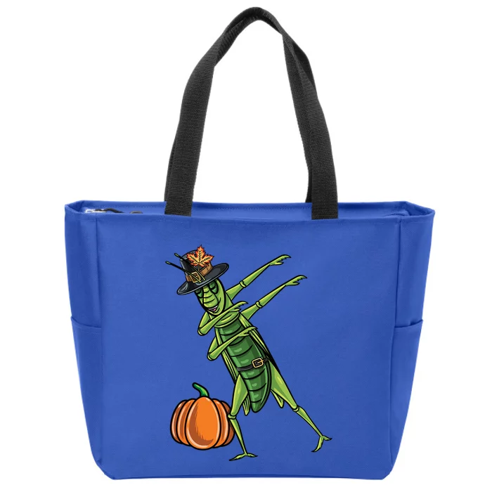 Dabbing Pilgrim Grasshopper Thanksgiving Gift Zip Tote Bag