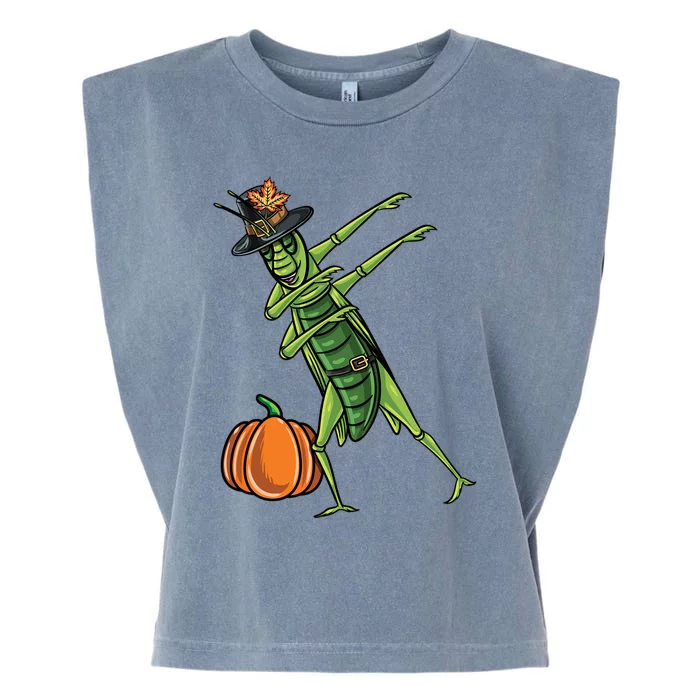 Dabbing Pilgrim Grasshopper Thanksgiving Gift Garment-Dyed Women's Muscle Tee