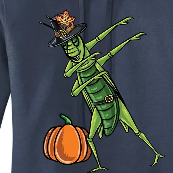 Dabbing Pilgrim Grasshopper Thanksgiving Gift Women's Pullover Hoodie