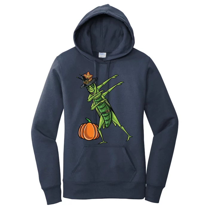 Dabbing Pilgrim Grasshopper Thanksgiving Gift Women's Pullover Hoodie