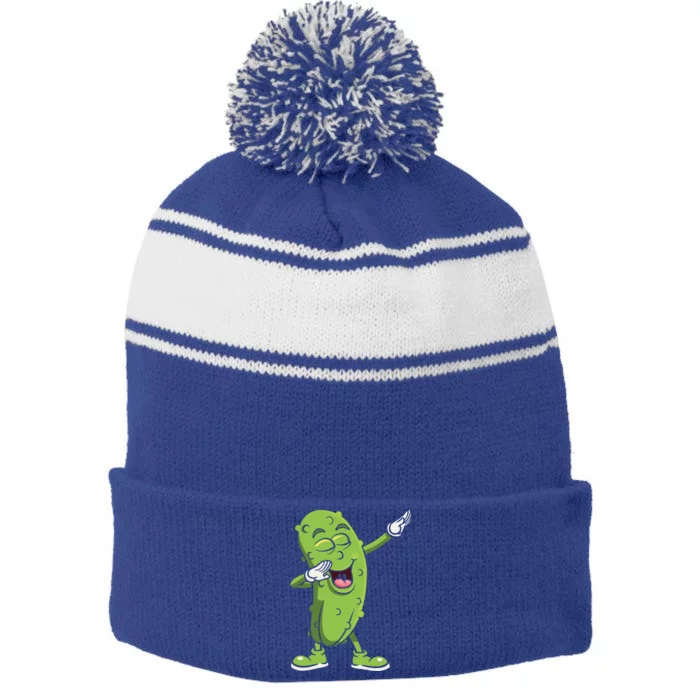 Dabbing Pickle Gift Cucumber Vegetarian Vegan Pickles Lover Gift Stripe Pom Pom Beanie