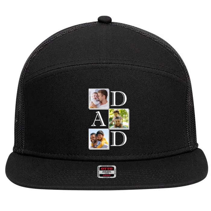 Dad Personalized Gift For Fathers Day Custom Photo 7 Panel Mesh Trucker Snapback Hat