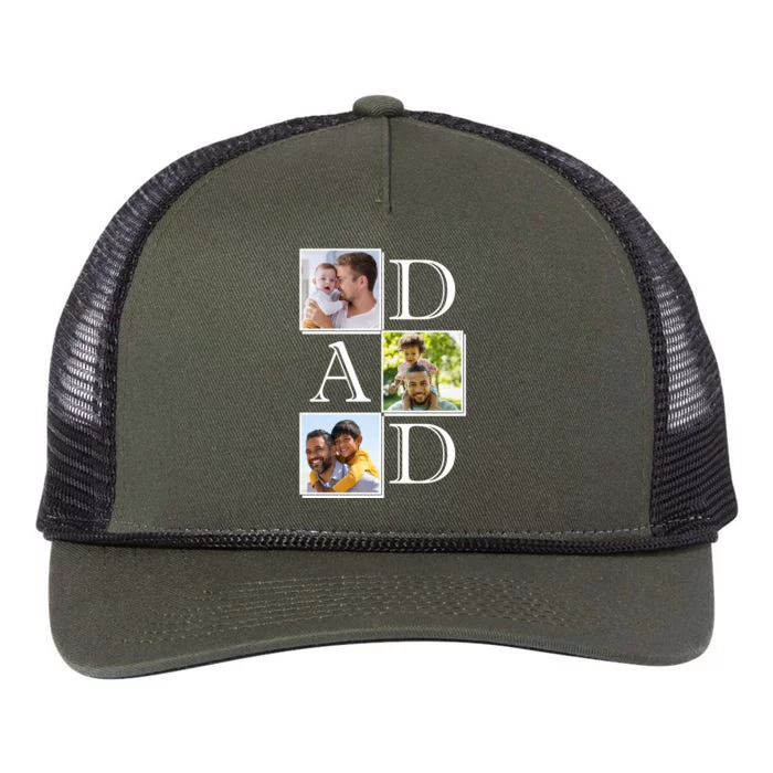 Dad Personalized Gift For Fathers Day Custom Photo Retro Rope Trucker Hat Cap