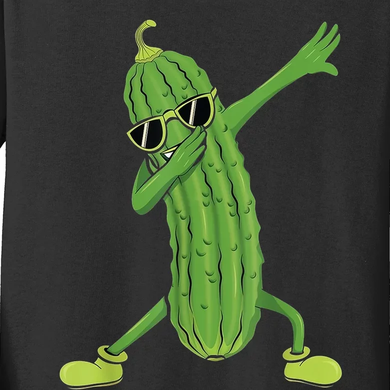 Dabbing Pickle Gift Dancing Cucumber Lover Funny Gifts Kids Long Sleeve Shirt