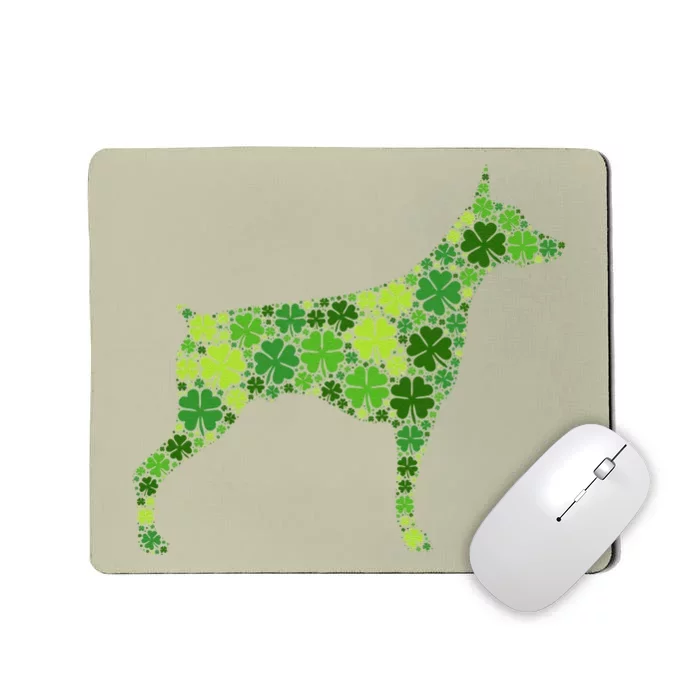 Doberman Pinscher Green Shamrock Clover St Patricks Day Mousepad