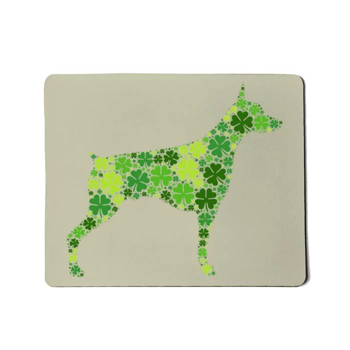 Doberman Pinscher Green Shamrock Clover St Patricks Day Mousepad