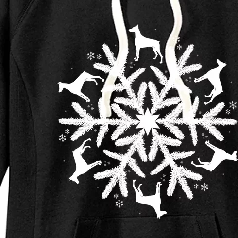 Dober Pinscher Gift Christmas Snowflake Gift Women's Fleece Hoodie