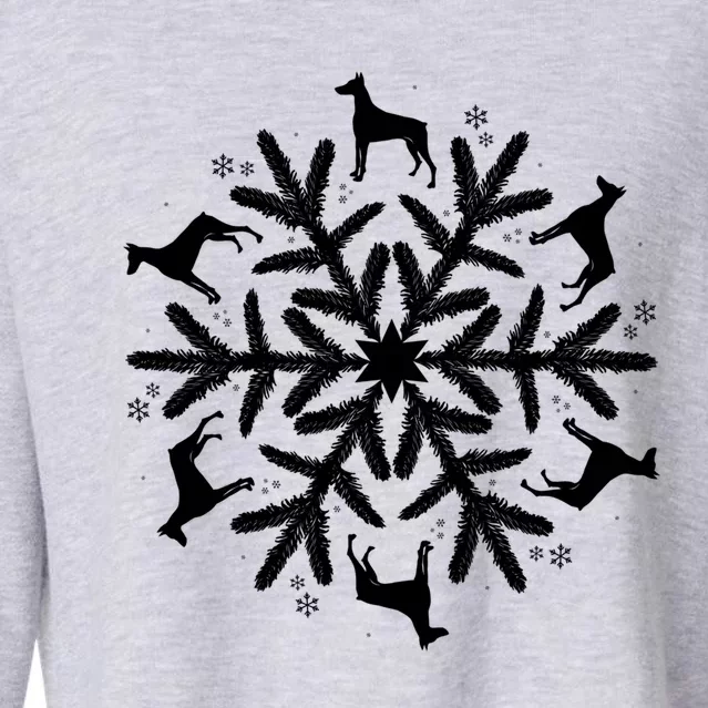 Dober Pinscher Gift Christmas Snowflake Gift Cropped Pullover Crew