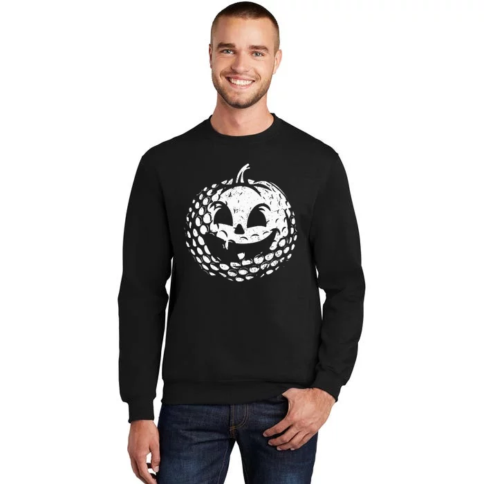 Distressed Pumpkin Golf Halloween Golf Player Sweatshirt