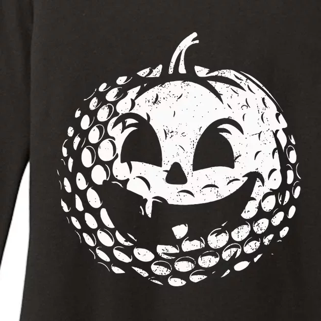 Distressed Pumpkin Golf Halloween Golf Player Womens CVC Long Sleeve Shirt