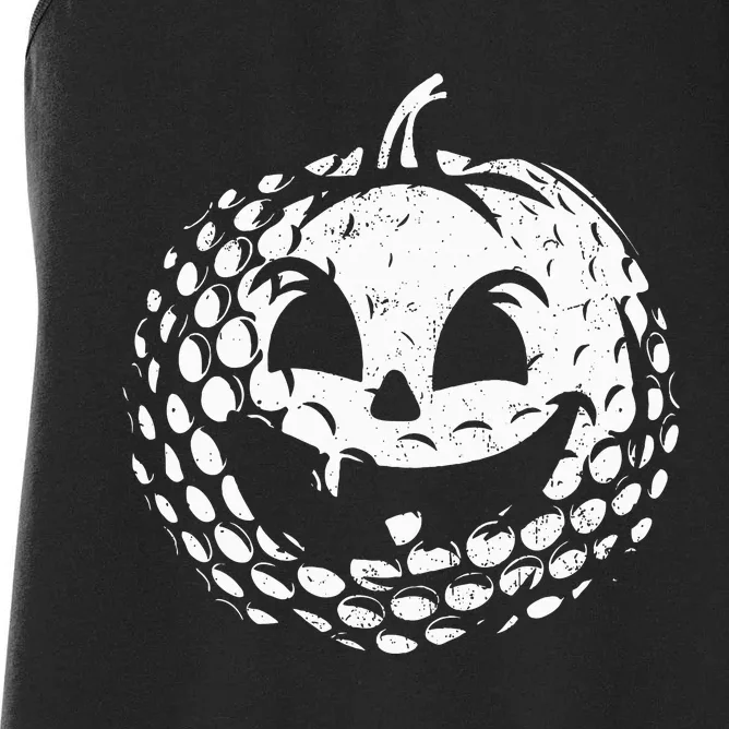 Distressed Pumpkin Golf Halloween Golf Player Women's Racerback Tank