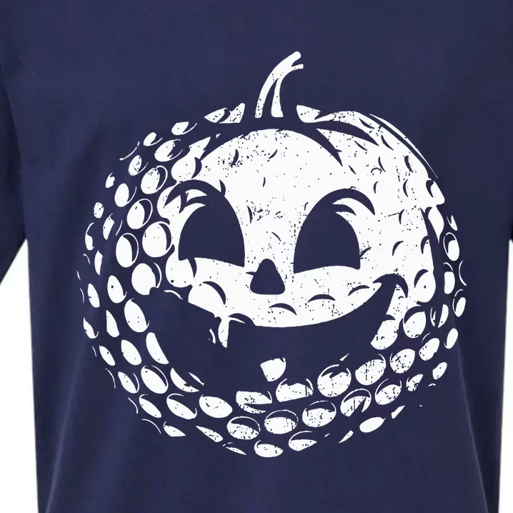 Distressed Pumpkin Golf Halloween Golf Player Sueded Cloud Jersey T-Shirt