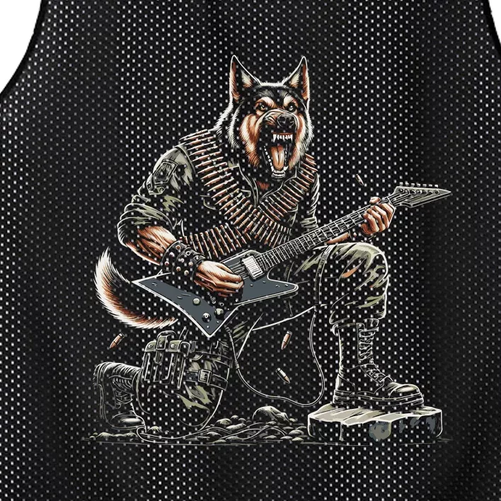 Dog Play Guitar Mesh Reversible Basketball Jersey Tank