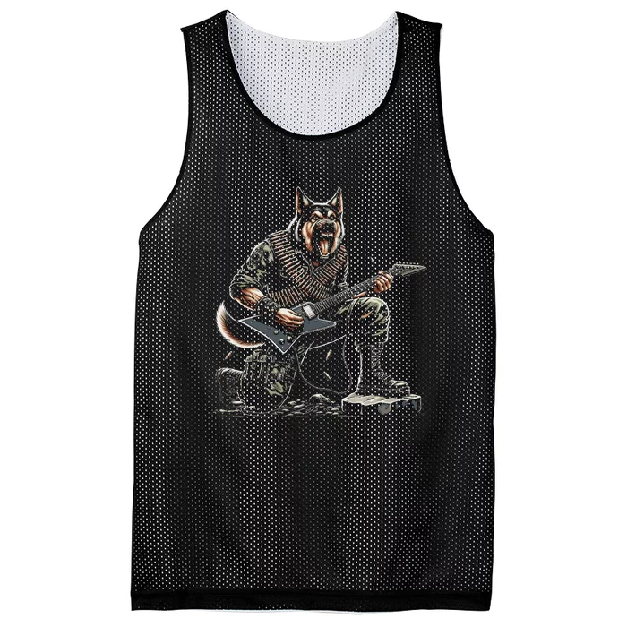 Dog Play Guitar Mesh Reversible Basketball Jersey Tank