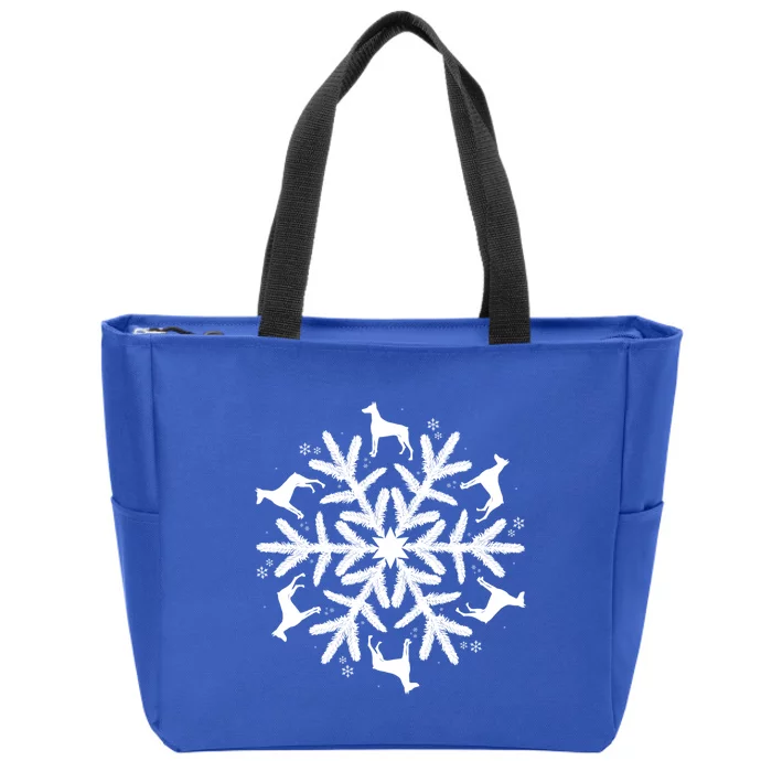 Dober Pinscher Gift Christmas Snowflake Cool Gift Zip Tote Bag