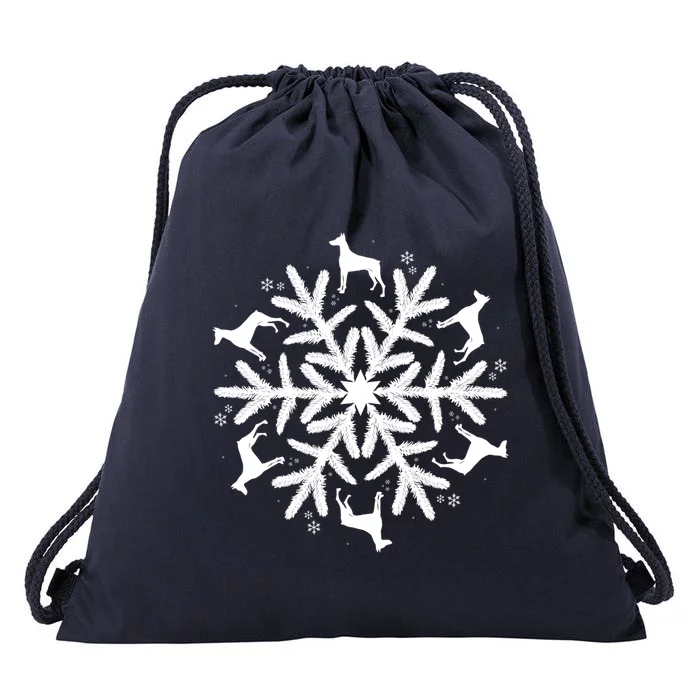 Dober Pinscher Gift Christmas Snowflake Cool Gift Drawstring Bag