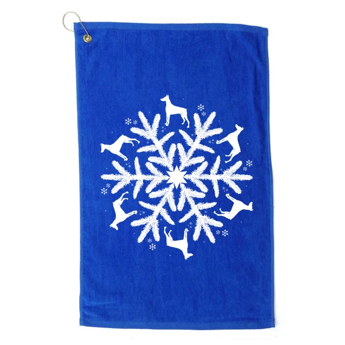 Dober Pinscher Gift Christmas Snowflake Cool Gift Platinum Collection Golf Towel