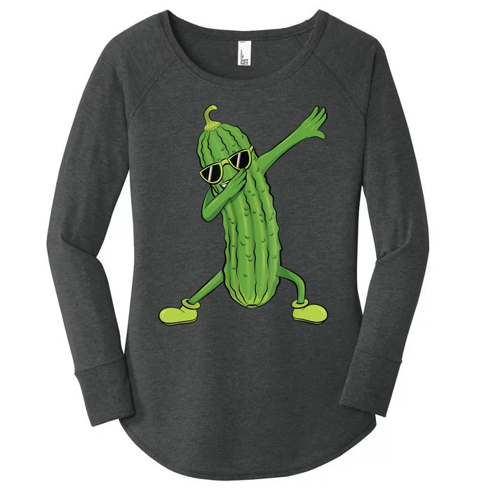 Dabbing Pickle Gift Dancing Cucumber Lover Funny Gifts Women's Perfect Tri Tunic Long Sleeve Shirt