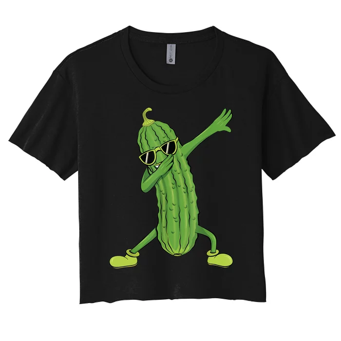 Dabbing Pickle Gift Dancing Cucumber Lover Funny Gifts Women's Crop Top Tee