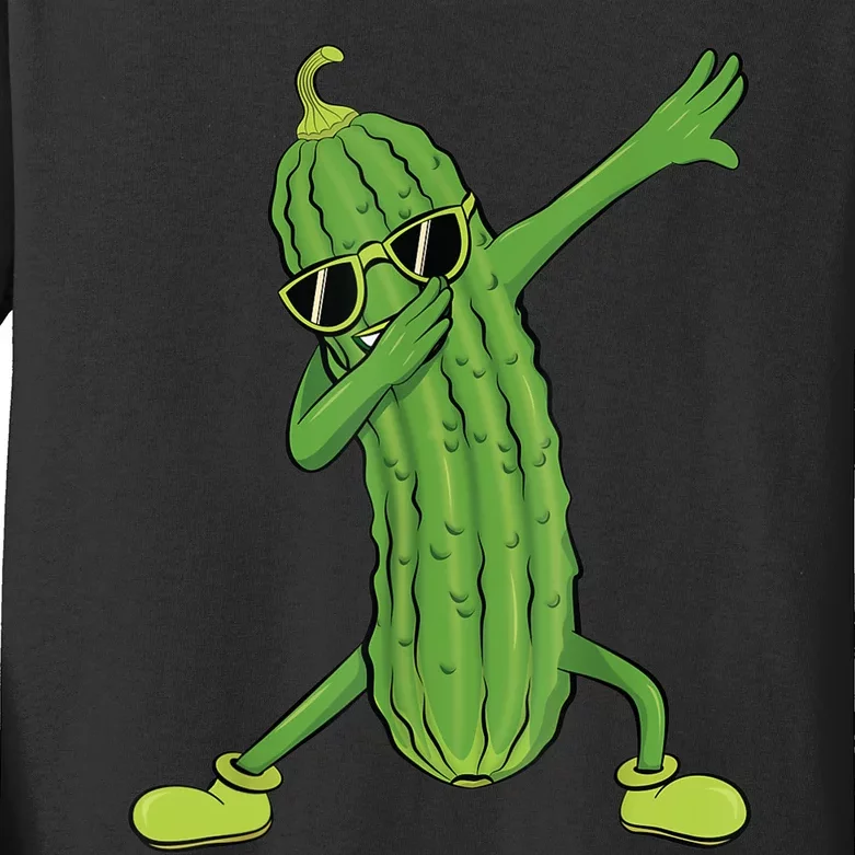 Dabbing Pickle Gift Dancing Cucumber Lover Funny Gifts Kids Long Sleeve Shirt