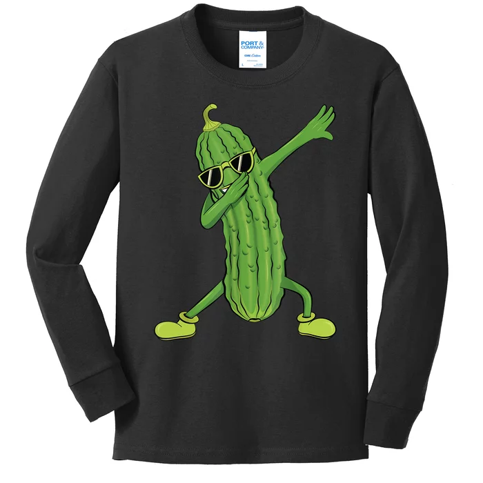 Dabbing Pickle Gift Dancing Cucumber Lover Funny Gifts Kids Long Sleeve Shirt