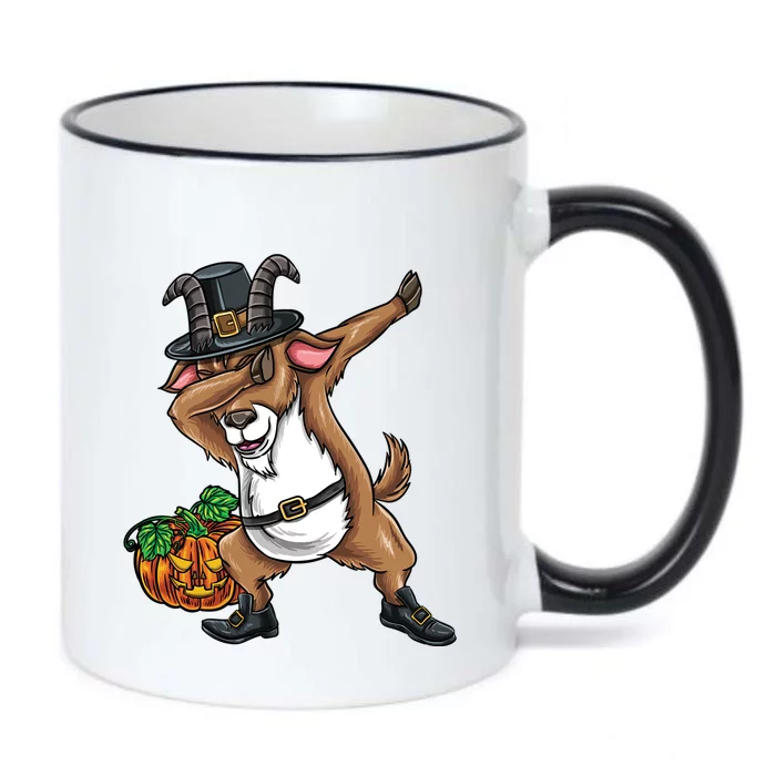 Dabbing Pilgrim Goat Thanksgiving Funny Gift Black Color Changing Mug