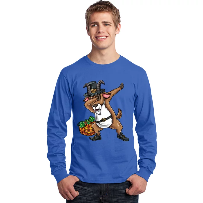 Dabbing Pilgrim Goat Thanksgiving Funny Gift Long Sleeve Shirt