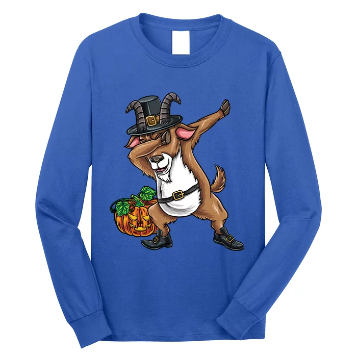 Dabbing Pilgrim Goat Thanksgiving Funny Gift Long Sleeve Shirt