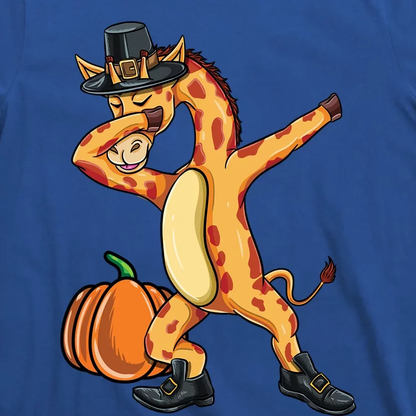 Dabbing Pilgrim Giraffe Thanksgiving Gift T-Shirt