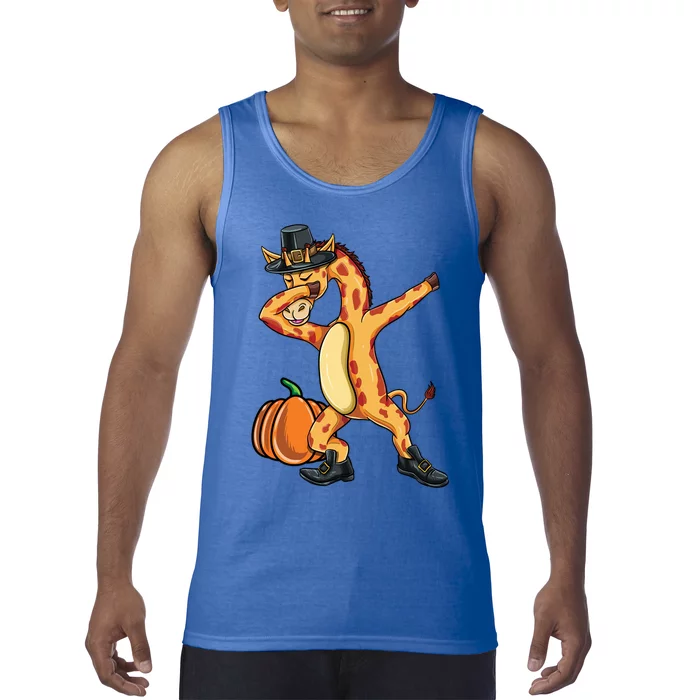 Dabbing Pilgrim Giraffe Thanksgiving Gift Tank Top