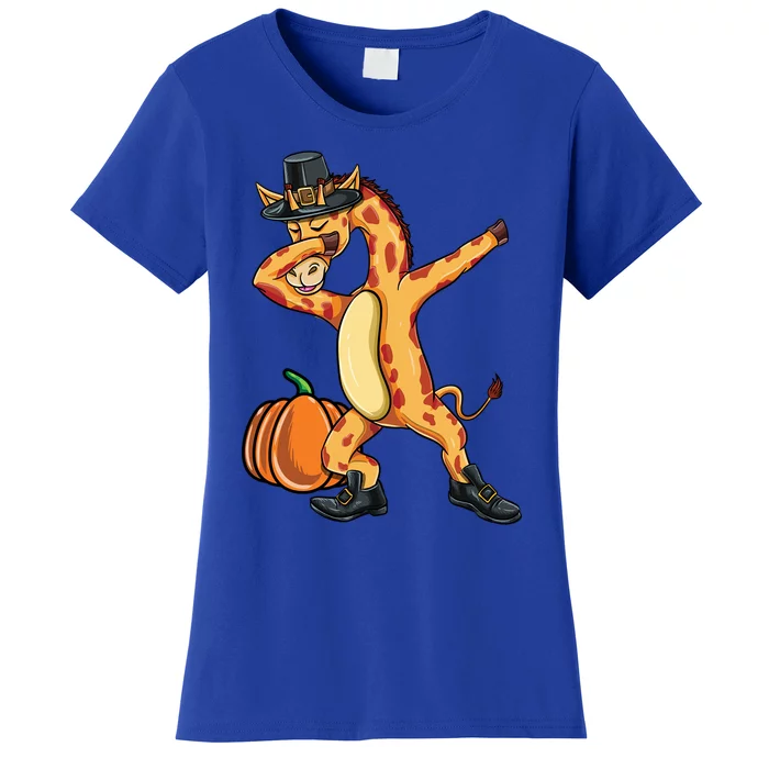 Dabbing Pilgrim Giraffe Thanksgiving Gift Women's T-Shirt