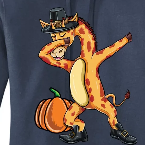 Dabbing Pilgrim Giraffe Thanksgiving Gift Women's Pullover Hoodie