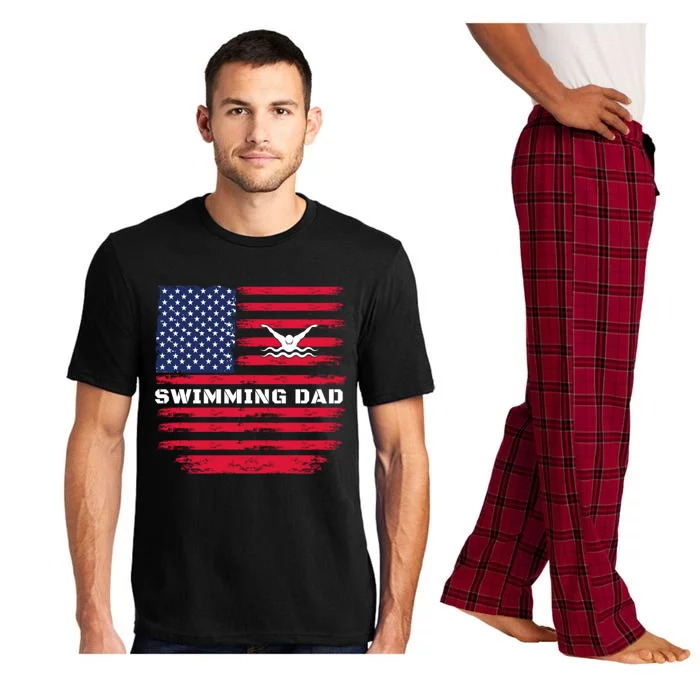 Daddy Protector Hero Fathers Day Camo American Flag Swimming Gift Pajama Set