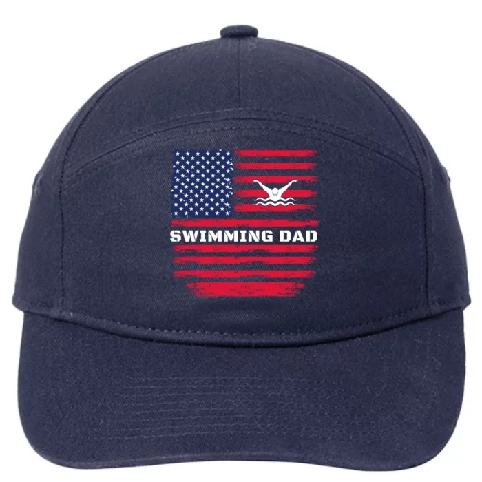 Daddy Protector Hero Fathers Day Camo American Flag Swimming Gift 7-Panel Snapback Hat