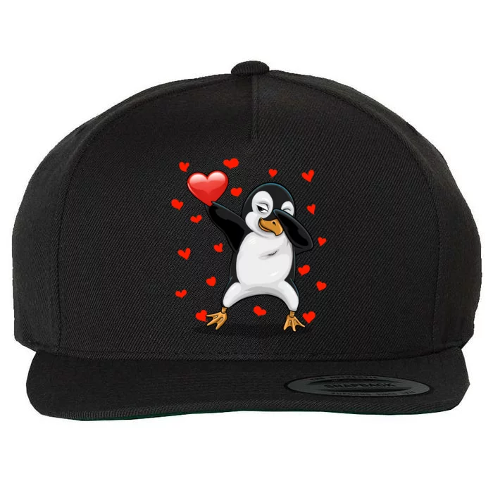 Dabbing Penguin Heart Love Valentines Day Bird Lovers Gift Cool Gift Wool Snapback Cap