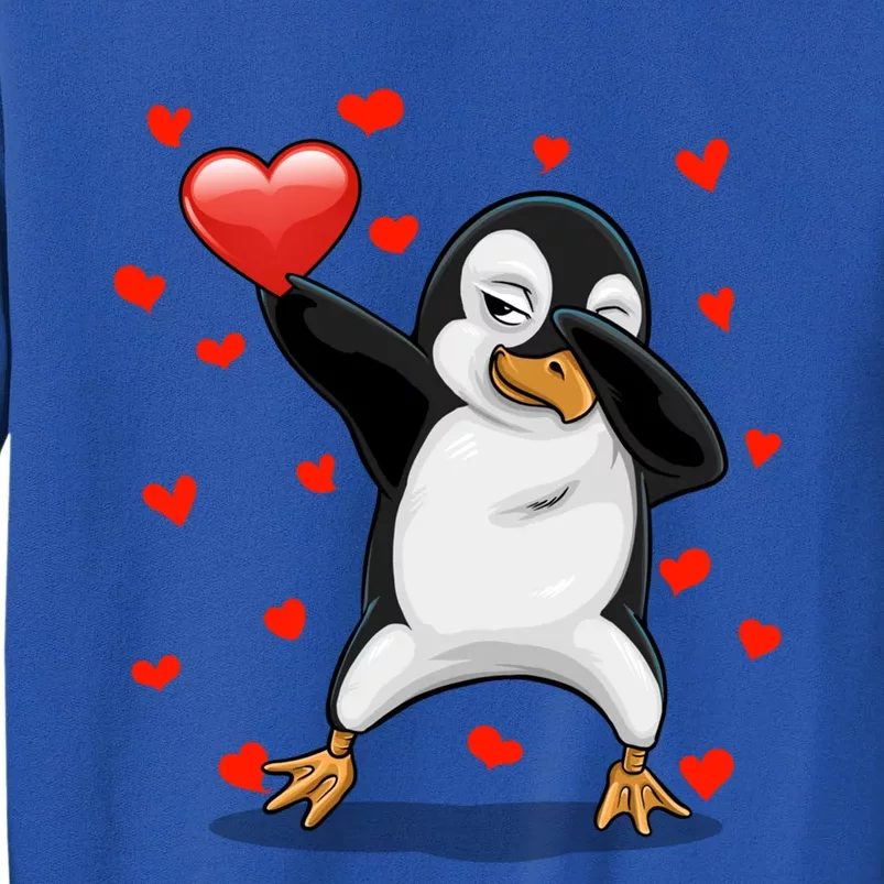 Dabbing Penguin Heart Love Valentines Day Bird Lovers Gift Cool Gift Tall Sweatshirt