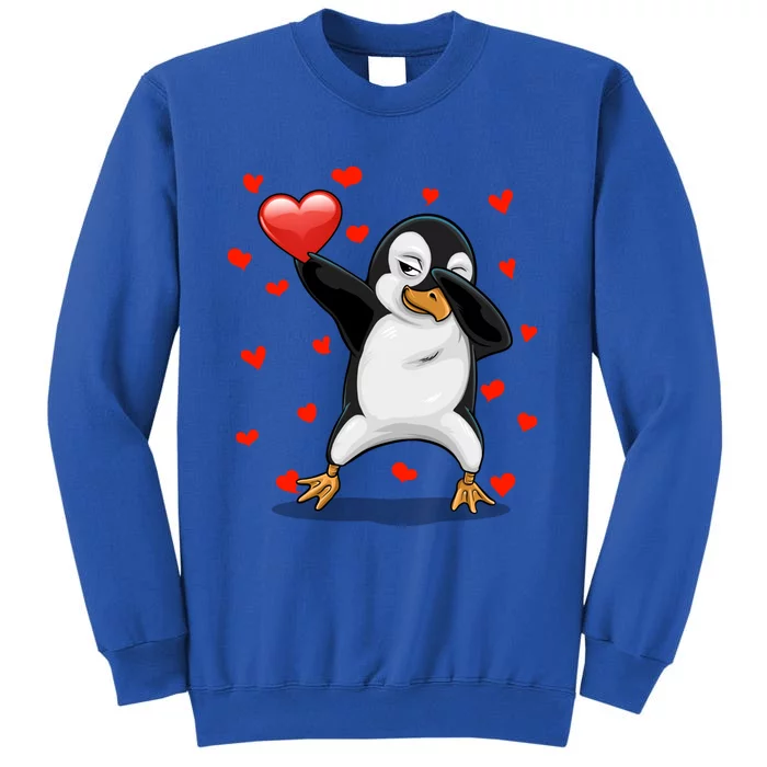 Dabbing Penguin Heart Love Valentines Day Bird Lovers Gift Cool Gift Tall Sweatshirt